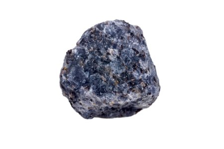Crystal of cordierite iolite gem stone, raw mineral, isolated white background