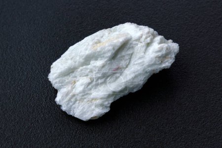 Photo for Macro stone albite mineral black background close up. Aquamarine on Albite - Royalty Free Image
