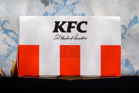 Photo for Tyumen, Russia-May 03, 2023: Kentucky Fried Chicken Restaurant logo close up. It is a fast food restaurant chain. - Royalty Free Image