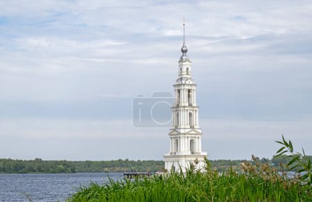 Photo for Flooded bell tower of an old church in Kalyazin town, Russia - Royalty Free Image