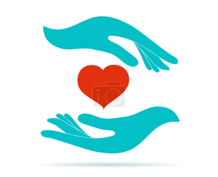Ilustración de Donación voluntaria o concepto solidario de caridad. Símbolo de entrega de manos y recepción de manos. Asistencia voluntaria y servicio de apoyo. Organización de voluntarios. Contribución. Aislado - Imagen libre de derechos