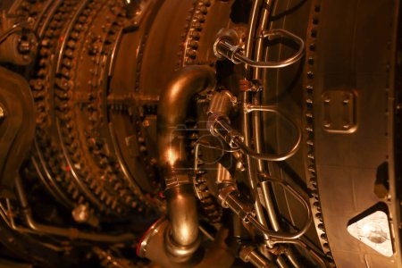 Photo for Turbine Engine Profile. Aviation Technologies. Aircraft jet engine detail in the exposition - Royalty Free Image
