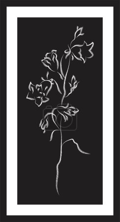 Flowers sketch. Vector poster. Living room poster, wall decoration poster