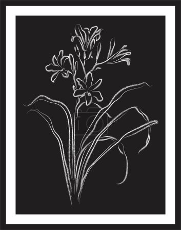 Flowers sketch. Vector poster. Living room poster, wall decoration poster