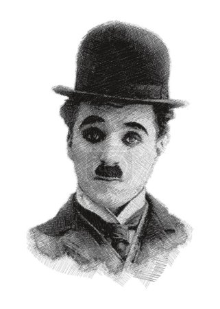 Illustration for Pen sketch illustration of the Charlie Chaplin. - Royalty Free Image
