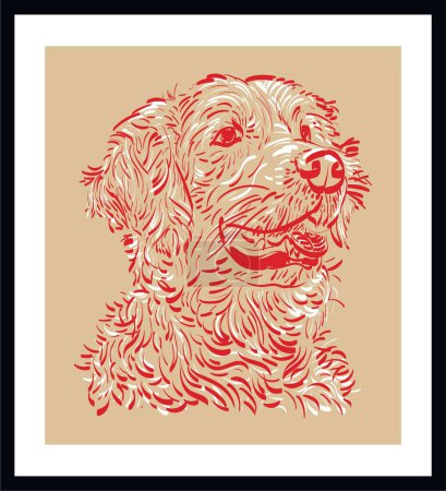 Vector illustration of a sketch of a Golden retriever dog. 