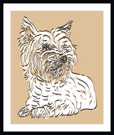 Vector illustration of a sketch of a Yorkshire terrier dog. 