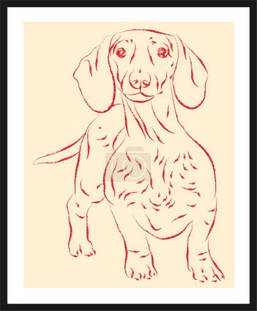Vector illustration of a sketch of a dachshund dog. 