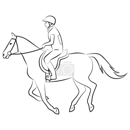 Illustration for Vector illustration with a horse and rider performing at endurance race - Royalty Free Image