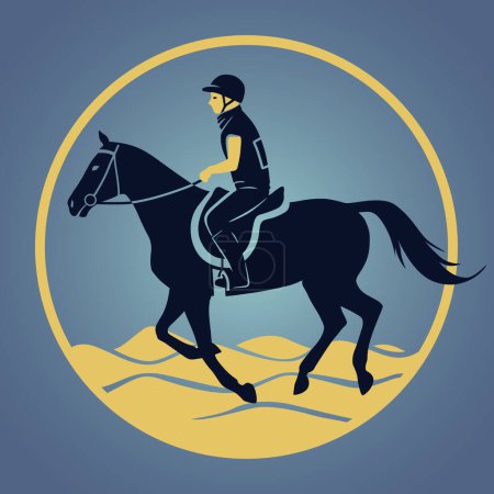 Illustration for Vector illustration with a horse and rider performing at endurance race - Royalty Free Image