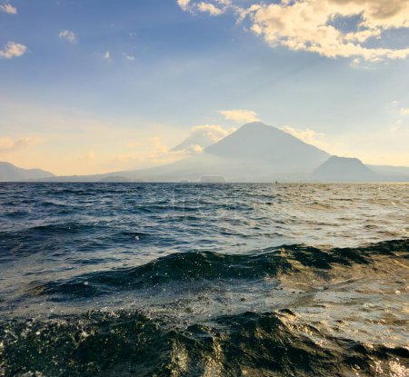 Photo for View across the water while on a boat ride across Lake Atitlan in Guatemala - Royalty Free Image