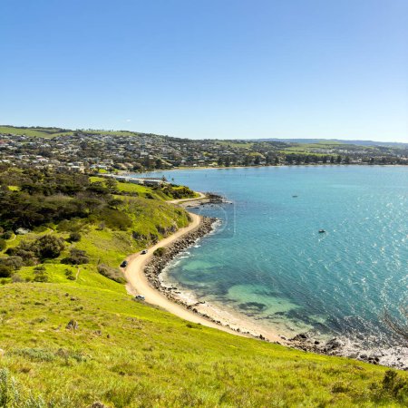 Looking over Encounter Bay from The Bluff or Rosetta Head in Victor Harbor on the Fleurieu Peninsula, South Australia