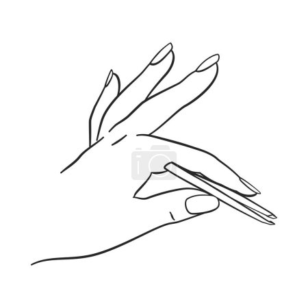 Ilustración de Tweezers in beautician hand for beauty concept in vector illustration - Imagen libre de derechos