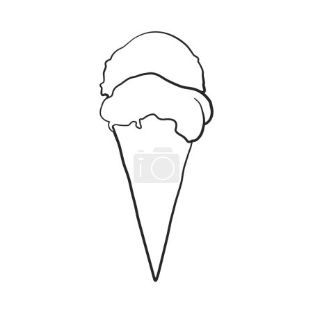 Téléchargez les illustrations : Ice cream or gelati in waffle cone outline illustration - en licence libre de droit