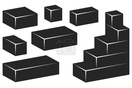 Téléchargez les illustrations : Construction bricks or blocks set in black fill vector icon - en licence libre de droit