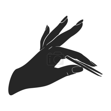 Illustration for Tweezers in beautician hand for beauty concept in vector illustration - Royalty Free Image