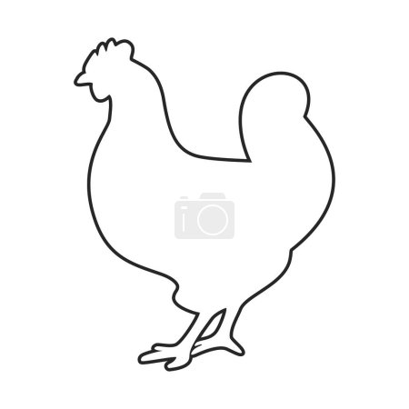 Téléchargez les illustrations : Chicken or hen in simple outline vector - en licence libre de droit