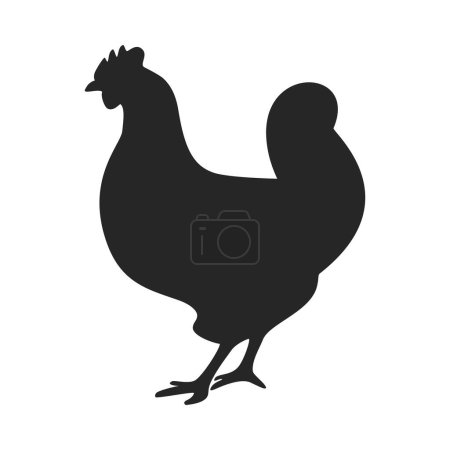 Illustration for Chicken or hen in simple silhouette vector - Royalty Free Image