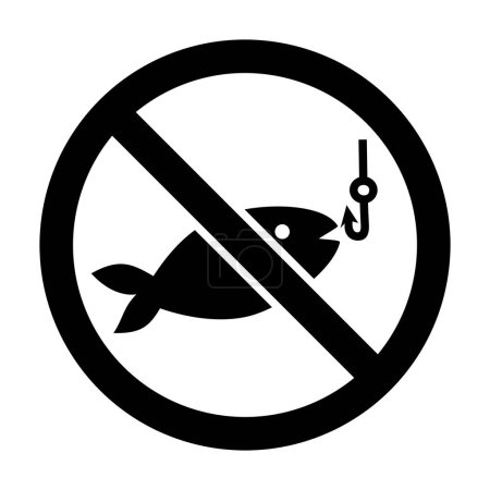 Illustration for No fishing sign with fish and hook in vector - Royalty Free Image