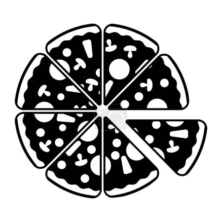 Téléchargez les illustrations : Vue du haut vers le bas d'une pizza ou d'une tarte à pizza pour concept de pizzeria en vecteur - en licence libre de droit
