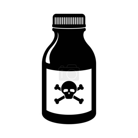 Ilustración de Frasco venenoso o líquido tóxico con cráneo y huesos cruzados en la parte delantera en vector - Imagen libre de derechos