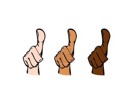 Illustration for Thumbs up sign in a cartoon style hand in vector - Royalty Free Image