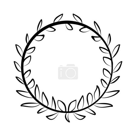 Téléchargez les illustrations : Elément circulaire de couronne de laurier dans le vecteur - en licence libre de droit
