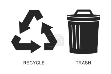 Téléchargez les photos : Recycler les symboles pour les étiquettes de poubelle ou de poubelle dans le vecteur - en image libre de droit