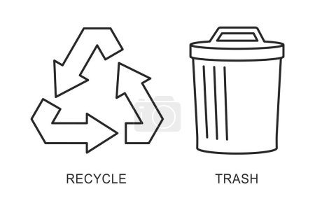 Ilustración de Reciclar símbolos para papeleras o etiquetas de papeleras en vectores - Imagen libre de derechos