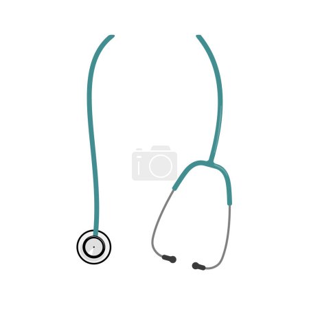 Stethoskop scheint in einer flachen Designvektorillustration um den Hals eines Arztes oder einer Krankenschwester zu hängen