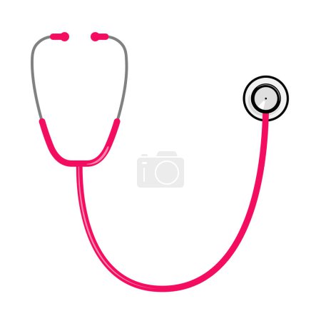Stethoscope for doctor or nurse in a U-shape as a pink flat design vector illustration