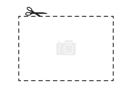 Coupon or voucher with scissors and a dashed line frame for cutting in vector