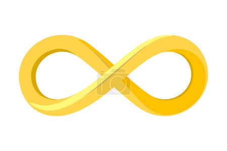 Illustration for Infinity symbol or eternity loop in 3D gold vector - Royalty Free Image