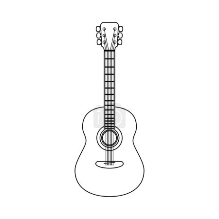 Illustration for A classic acoustic guitar front on in line art vector style - Royalty Free Image