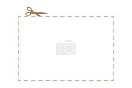 Coupon or voucher with scissors and dotted border line for cutting in color vector
