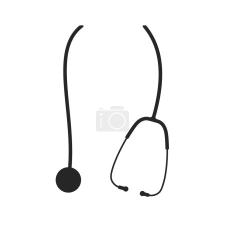 Stethoskop scheint um den Hals eines Arztes oder einer Krankenschwester in einem Silhouettenvektor zu hängen