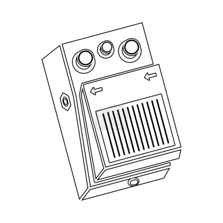 Illustration for A guitar effects pedal or foot pedal in line art style vector - Royalty Free Image
