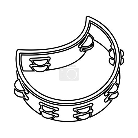 Illustration for A tambourine musical instrument in line art style vector - Royalty Free Image