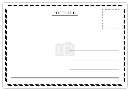 A classic air mail style travel postcard back view with copy space in line art style vector