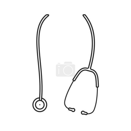 Stethoskop scheint um den Hals eines Arztes oder einer Krankenschwester in einem Umrissvektor zu hängen