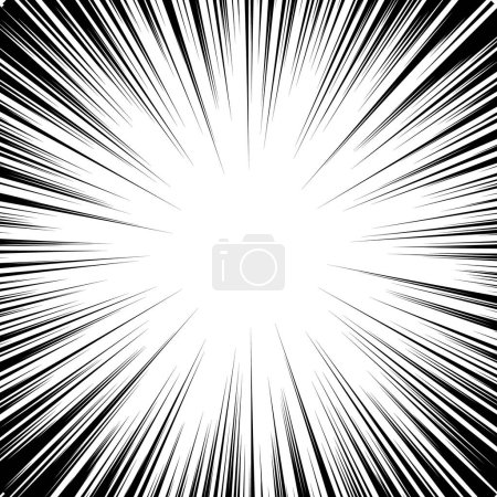 Schwarz-weißer Hintergrund mit radialen Linien für Comics. Manga-Speedframe. Superhelden-Action. Hintergrund der Explosion