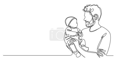 Ilustración de Dibujo continuo de una sola línea del padre sosteniendo al bebé, ilustración del vector del arte de línea - Imagen libre de derechos