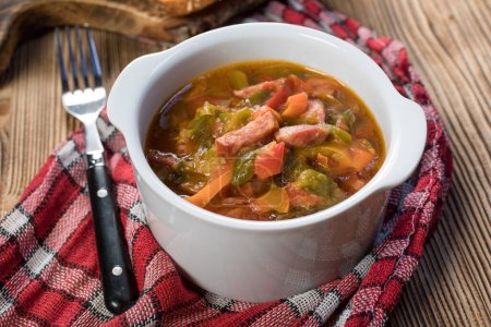 Lecho - tasty hungarian stew with peppers and sausage.