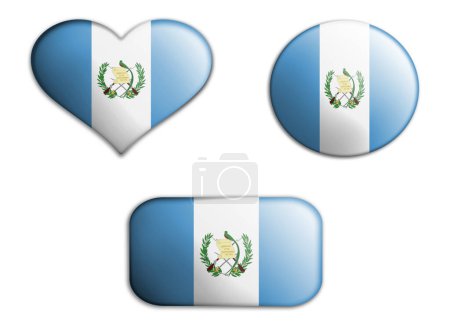 colorful national art flag of guatemala figures bottoms on a white background . concept collage. 3d illustration.3d Elements