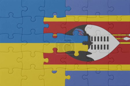 Photo for Puzzle with the national flag of ukraine and eswatini . macro.concept. 3d illustration - Royalty Free Image