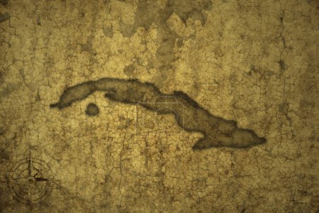Photo for Map of cuba on a old vintage crack paper background . 3d illustration - Royalty Free Image