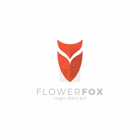 Logo Flower Fox. Illustration du Renard vecteur. Fox Simple Design. V Logo Fox
