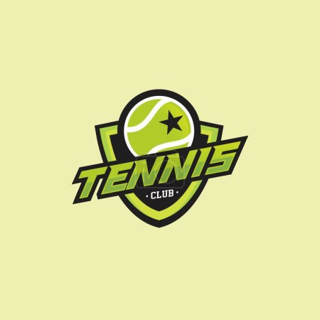 Diseño del logo del club de tenis, plantilla de insignia del torneo. Identidad del equipo deportivo, ilustraciones del vector del logotipo de E-Sport