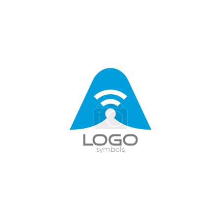 Illustration for Letter A Signal Logo. A Wifi Logo For Internet - Royalty Free Image
