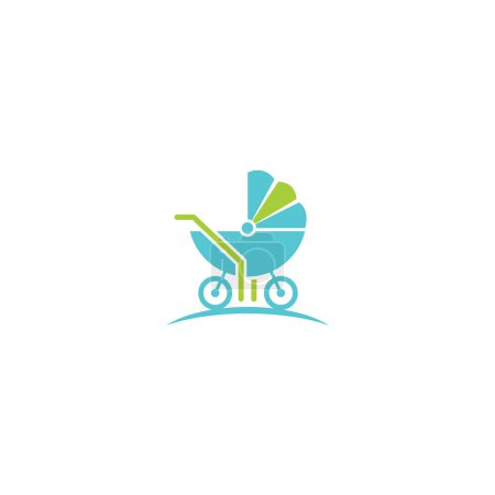 Ilustración de Logo de bebé cochecito. Ilustración de vectores de color azul cochecito - Imagen libre de derechos